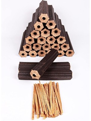 Özel Pres Briket Şömine Odunu 20 kg Çıra Hediyeli