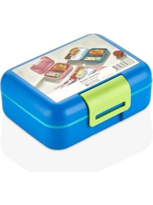 Prime Beslenme Kutusu Çift Katlı Alt Hazne Iki Bölmeli Yemek Saklama Kabı Çatal Kaşık Bıçak Set Mavi