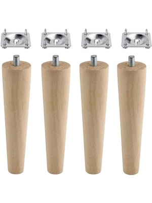 Ahşap Mobilya Koltuk Kanepe Sehpa Masa Ayağı Ayakları M8 Civatalı 15 cm + Bağlantı Aparatlı 8'li Set