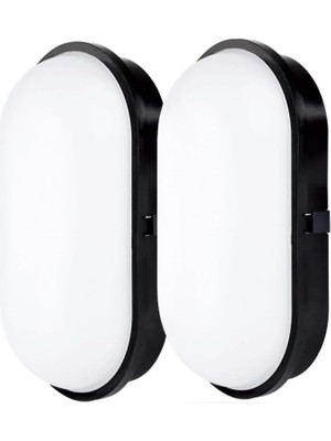 Geçirmez 20W Siyah Kasa Gün Işık 4200K Bahçe Teras Banyo Iç Dış Mekan LED Işık 2000LM (2 Adet)