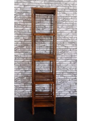 5 Raflı Ahşap Izgaralı Banyo Rafı Havluluk Kitaplık Banyo Düzenleyici Dekoratif Çiçeklik