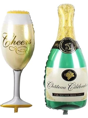 Dev Boy Şampanya Kadeh Folyo Balon Seti