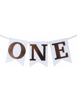 Patladı Gitti Rose Gold One Yazılı Banner 1 Yaş Doğum Günü Süsü