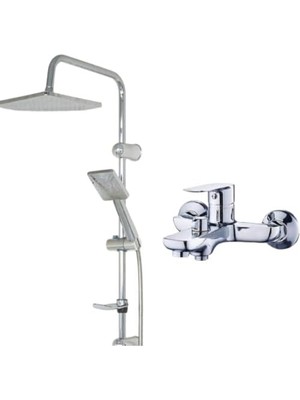 Robot Yağmurlama Duş Seti, Fleko Banyo Bataryası 2li Modern Set (Krom Hawai 2 Li Set)