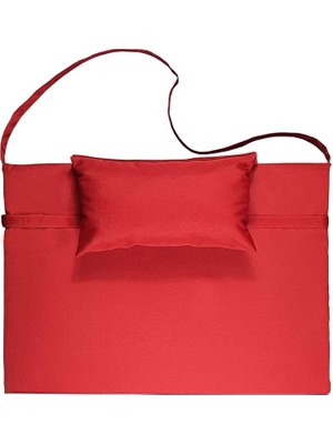 Taşınabilir Katlanır Çanta Şezlong Minderi, Yastıklı Minder (Kırmızı)