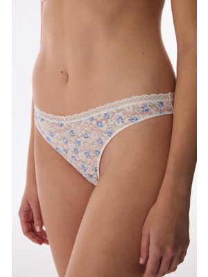 Penti Kırık Beyaz Easy Lace Dantel Desenli V Model Slip Külot