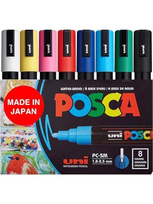 Full Set 8 Akrilik Boya Kalemi Ters Çevrilebilir Orta Uçlu Kalem Uçları, Posca Kalemleri Kaya Boyama, Kumaş, Cam Boya, Metal Boya ve Grafiti Için Akrilik Boya Işaretleyicileridir