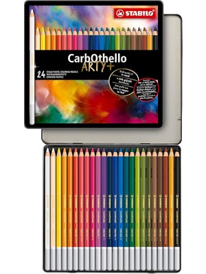 Carbothello - Kuru Boya Kalemi - 24'lü Metal Kutu - Çeşitli Pastel Renkler