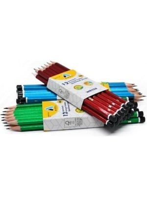 12’li Köşeli Mercanlı Kurşun Kalem, Hb Derece, Kolay Açılır, Dayanıklı Gövde, Uç Kırılmasına Dirençli, Yazım ve Çizim Için, Asorti Renkler