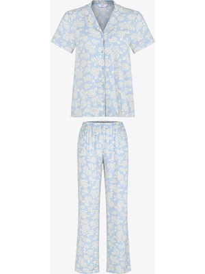 Penti Çok Renkli Flower Brush Gömlek Pijama Takımı
