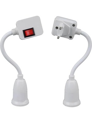 1 Adet Oynar Başlıklı Akrobatik Fişli Açma Kapama Anahtarlı Prize Takılan E27 Ampul Duy, Gece Lambası, 180 Derece Bükülebilir