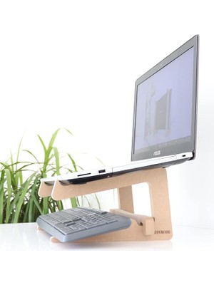 Ahşap Laptop Standı - 13" - 14" Boyutlarındaki Laptoplar ile Uyumlu - Laptop Yükseltici