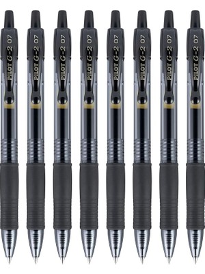 G2 Premium Doldurulabilir ve Geri Çekilebilir Yuvarlak Uçlu Jel Kalemler, Ince Uçlu, Siyah, 8'li Paket (15298)