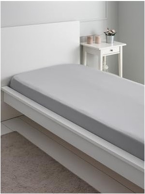 Çift Kişilik Battal Boy 180X200 Lastikli Penye Çarşaf - Açık Gri