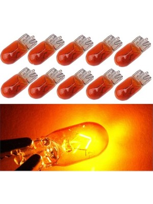 Adet 12V T10 W5W Dipsiz Turuncu Renk Ön Park Plaka Tavan Iç Aydınlatma Ampul