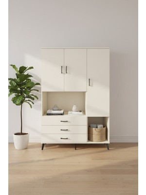 Aura Gardrop 6 Raflı 3 Çekmeceli 3 Kapaklı 132CM Aytaşı