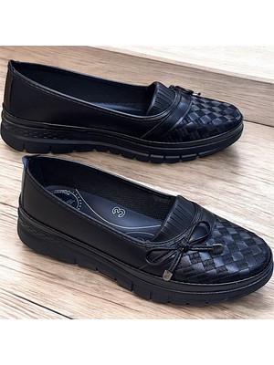 KAFKASLAR AYAKKABI Yumuşak Ortopedik Düz Taban Nakışlı Desen Anne Model Kadın Babet Ayakkabı