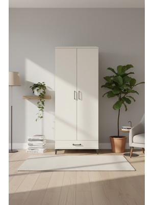 Silva Dolap 5 Raflı Tek Çekmeceli 2 Kapaklı 88X30X221 Aytaşı