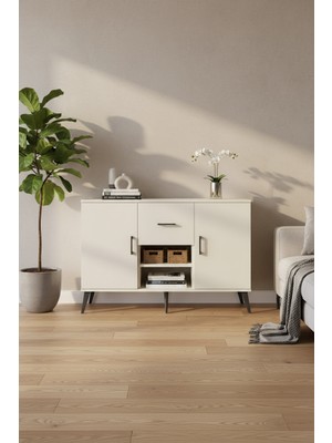Aura Konsol 3 Raflı Tek Çekmeceli 132CM Aytaşı Konsol | 2 Kapaklı
