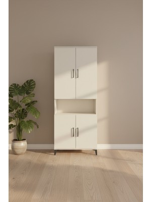 Silva Dolap 5 Raflı 4 Kapaklı Aytaşı - 88X30X221 cm