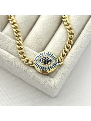 Xuping Nazar Gözlü Zincir Bileklik – 14K Özel Seri 17+5 cm