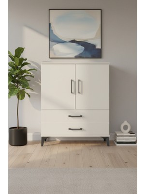 Silva Şifonyer 2 Raflı 2 Çekmeceli 2 Kapaklı Aytaşı | 88X30X106 cm