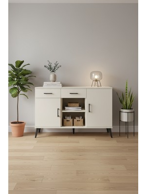 Aura Konsol 3 Raflı 2 Çekmeceli 3 Kapaklı Aytaşı Konsol | 132X59X83 cm