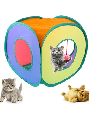 Vento Store Madpet Renkli Kedi ve Köpek Oyun Tüneli – Katlanabilir Küp Model – Geniş Girişli Tasarım – Dayanıklı