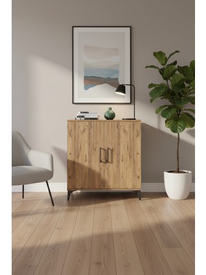 Aura Çam Şifonyer: 2 Raflı, 2 Kapaklı Şık ve Kullanışlı | 88X59X96 cm