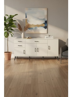 Aura Konsol - 3 Raflı 3 Çekmeceli 4 Kapaklı Aytaşı Konsol | 176X59X83 cm