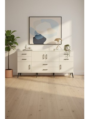 Aura Konsol: 3 Raflı, 6 Çekmeceli, 4 Kapaklı Aytaşı Konsol | 176X59X83 cm