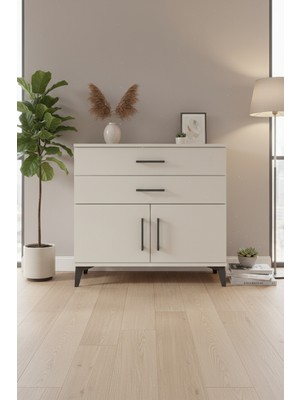 Silva Şifonyer: 2 Çekmeceli, 2 Kapaklı, Aytaşı Rengi (88X30X80 Cm) | 1 Raflı