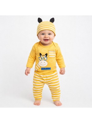 Tatlı Zebra Desenli Bebek 3 Lü Zıbın Takımı