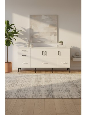 Aura Konsol: 5 Çekmeceli, 3 Kapaklı Şık Tasarım (176CM) | 2 Raflı