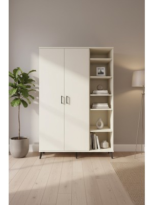 Aura Gardırop: 7 Raflı, 2 Kapaklı, Tek Askılı Aytaşı Gardırop (132X59X195 Cm)