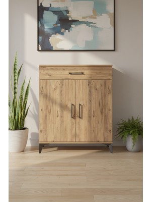 Silva Çam Şifonyer: Tek Çekmeceli, 2 Kapaklı, Tek Raflı (88X30X106 Cm)
