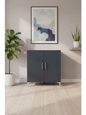 Aura Şifonyer 2 Raflı 2 Kapaklı Antrasit - Şık ve Fonksiyonel | 88X59X96 cm