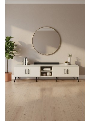 Luna Tv Ünitesi 3 Raflı 4 Kapaklı 220 cm Aytaşı | Şık ve Fonksiyonel