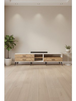 Luna Tv Ünitesi: 220 Cm, 3 Çekmeceli, Aytaşı-Çam | 2 Raflı