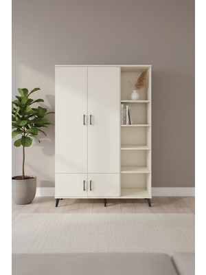 Silva Gardrop 6 Raflı 4 Kapaklı Tek Askılı Aytaşı-Aytaşı | 132X30X195 cm