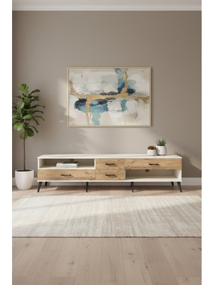 Luna Tv Ünitesi: 4 Çekmeceli, Tek Raflı, Aytaşı-Çam 220CM