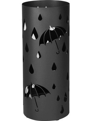 Vento Store Songmıcs Metal Şemsiye Standı, Yuvarlak Şemsiye Standı, Çıkarılabilir Damlama Kasesi, Kancalı, 49 x