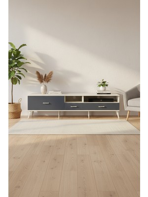 Aura Tv Ünitesi 220CM: 2 Raf, 3 Çekmece - Aytaşı/antrasit