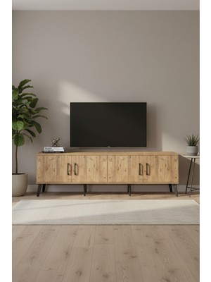 Silva Tv Ünitesi 176CM Çam: 2 Raf, 4 Kapaklı Şık Tasarım