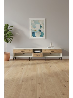 Silva Tv Ünitesi Tek Raflı 3 Çekmeceli 220CM Aytaşı-Çam