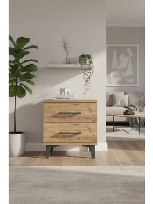 Silva Komodin 2 Çekmeceli Çam 44X30X48 | Şık Tasarım