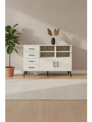 Aura Konsol 4 Raflı 4 Çekmeceli 2 Kapaklı 132 cm - Aytaşı