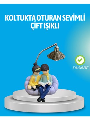 Romantik Çift Figürlü Okuyan Çift Masa Lambası Dekoratif LED Aydınlatma - SA002G-6FCTL9
