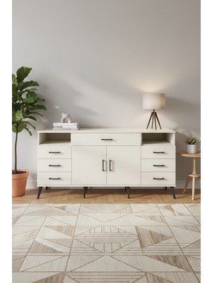 Luna Konsol 4 Raflı 7 Çekmeceli Aytaşı-Aytaşı (176CM) | 2 Kapaklı