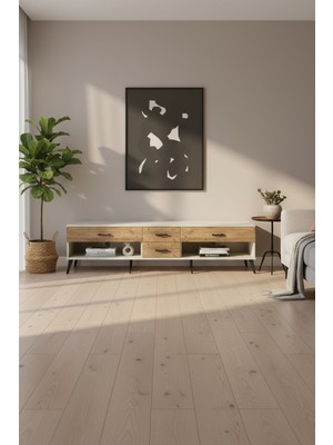 Silva Tv Ünitesi - 4 Çekmeceli, 220 Cm, Aytaşı & Çam